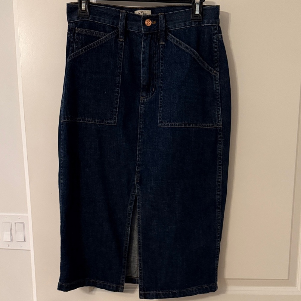 J. Crew Dark Blue Denim Midi Skirt